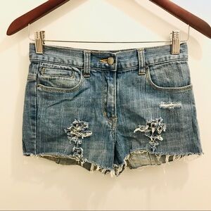 Yaya Aflalo Cut Off Denim Shorts 26 destroyed fray